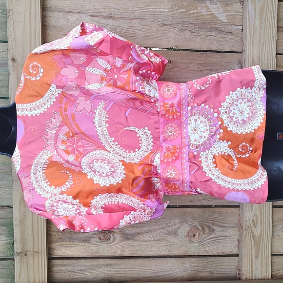 Tibi Orange and Pink Silk Kimono Shirt - Picture 4 of 6